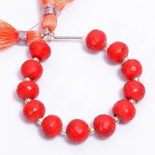 Natural Red Coral Gemstone Faceted Round Shape Beads 8X8 mm Strand 4" E-82