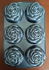 Nordic Ware Rose Bud Cake Pan Mold 6 Cup Heavy Cast Aluminum 14x9" Made in USA!