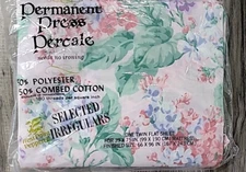Vintage NOS - West Point Pepperell Percale Floral Cottagecore TWIN FLAT Sheet
