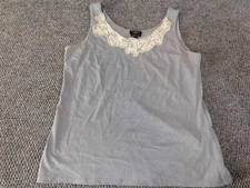 Talbots Womens blouse Small blue pullover tank mesh top casual super soft cotton