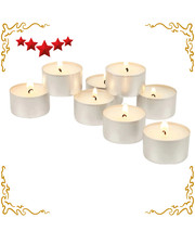 Tea Light Candles White Unscented Smokeless Long 8 Hour Extended Burn Time