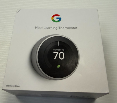 Google Nest Learning Thermostat, 3rd Generation, Stainless Steel A0013 USED #1