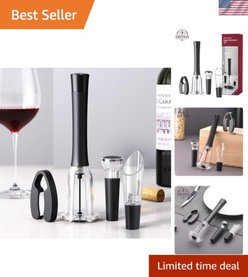 #ad Elegant Black 4 in 1 Air Pressure Wine Opener Kit with Foil Cutter amp; Stopper $17.09