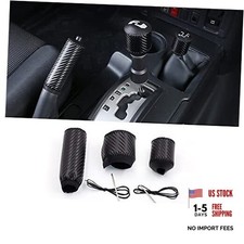 Leather Handbrake Cover and Gear Shift Knob Cover - Drive Mode Shift Knob Black
