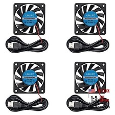 60mm Fan, 4-Pack 5Volt 0.18A USB 60x60x10mm 6010 Brushless DC 6010 5V USB