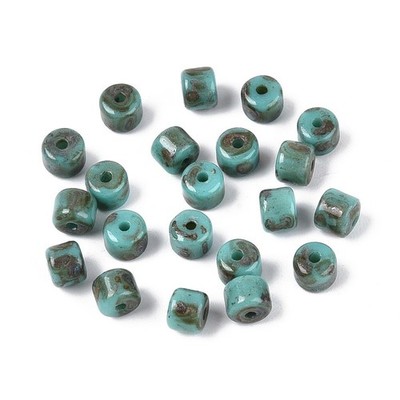 455x Baking Paint Glass Beads Column Round Hole Green for Bracelet Necklace DIY