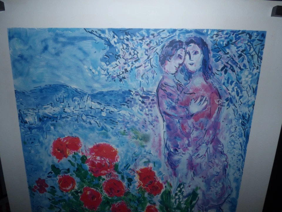 Red Bouquet w. Lovers Roter Blumenstrauß m. Liebenden Chagall 24/500 - Bild 2 von 4