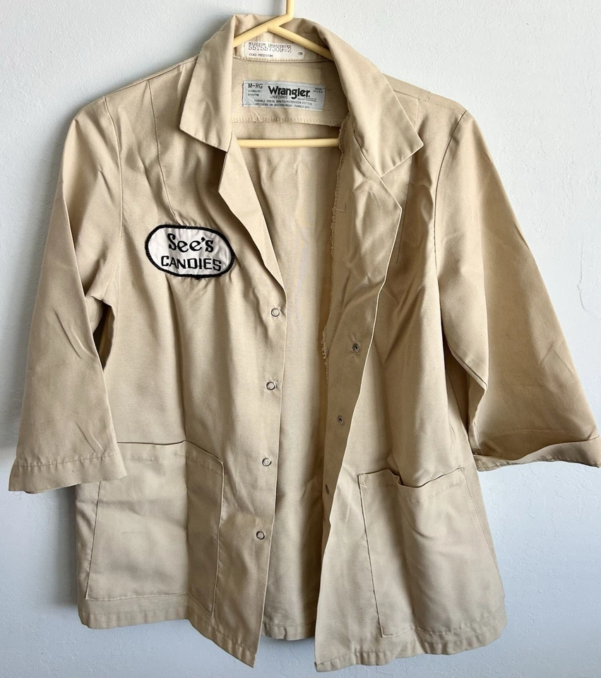 Lot of 2 See’s Candies Employee Uniform Work Shirts Confectionery Khaki Size M - Image 3 of 4