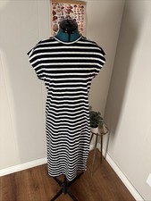 Everlane The Luxe Cotton Side-Slit Tee Dress Cap Sleeve SZ S Black Minimalist