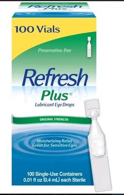 Refresh Plus Lubricant Eye Drops, Preservative Free 100 Single Exp 4/26