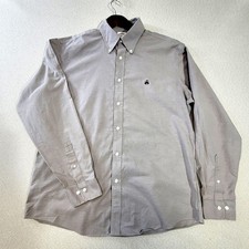 Brooks Brothers 1818 Regent Fit Gray Button Down Shirt Mens Large Non Iron Flaw