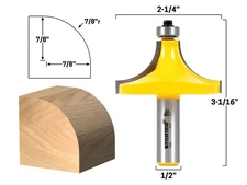 7/8" Radius Round Over Edge Forming Router Bit - 1/2" Shank - Yonico 13969