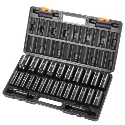 VEVOR Impact Sockets Set 1/2 Inch Drive 26 PCS Metric 10mm - 36mm Deep 6-Point