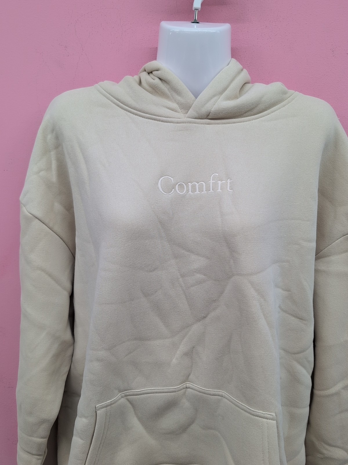 Comfrt Signature Fit Pull On Long Sleeves Oversized Hoodie Sweatshirt Large Bone
