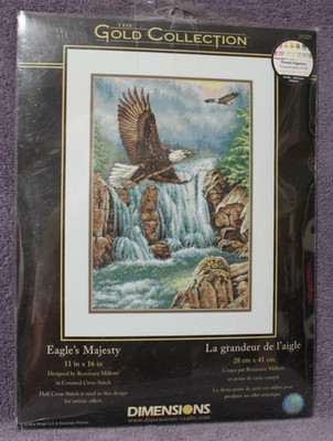 EAGLE'S MAJESTY cross stitch kit GOLD COLLECTION Dimensions Waterfall in Flight
