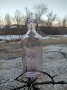 Antique Parisian Sage Hair Tonic Bottle Ciroux Buffalo NY Purple Glass 9” cork
