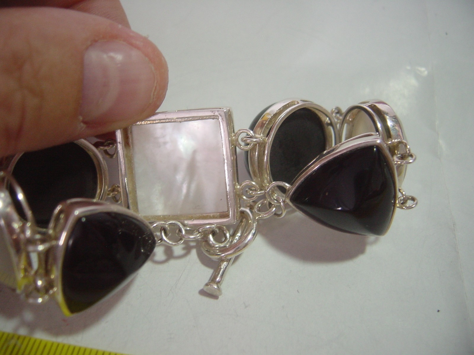 Superb Solid Silver massive genuine onyx&mother o… - image 10