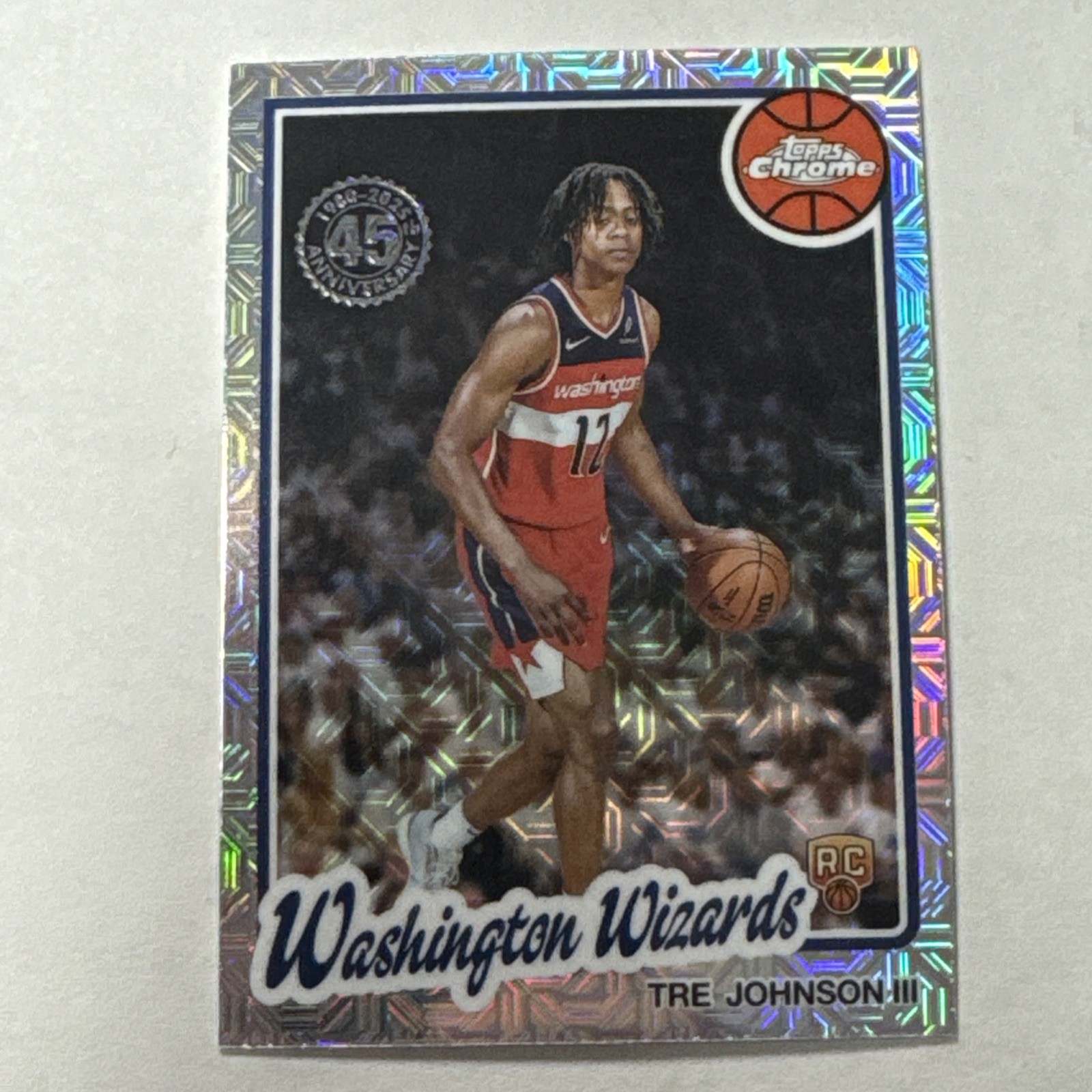 2025 Topps Chrome Tre Johnson III Rookie Mojo 45th Anniversary Washington Wizard