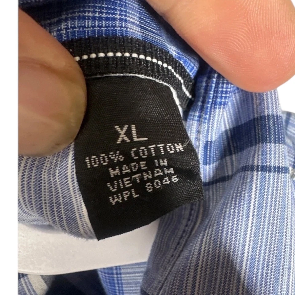 Alfani Mens Blue Plaid Casual Button Down Size XL - Image 4 of 4