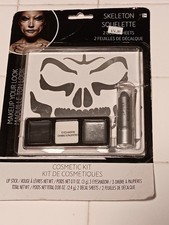 Black / sliver Skeleton Face Decals Lipstick eye Makeup Kit Halloween Character