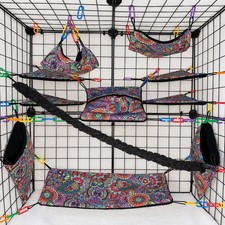11 pc Sugar Glider Fleece Cage Set - Boho Paisley | Small Animal Bedding