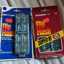 Lot of 2 Sylvania Flip Flash Camera Flash Bars Blue Dot Quality Bulbs Super 10