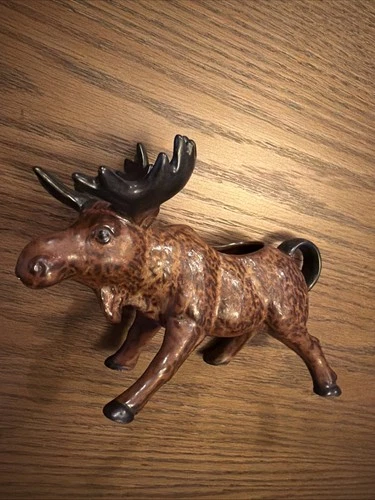 Vintage Eddie Bauer Ceramic Moose Creamer Brown Rustic Cabin Milk Jug Pitcher
