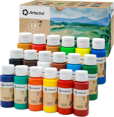 Artecho Acrylfarben Set 18X59 Ml, Acrylic Paint Set, Wasserfest Und Lichtecht, S