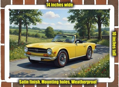 Metal Sign - 1970 Triumph TR6 Oil Painting - 14x10