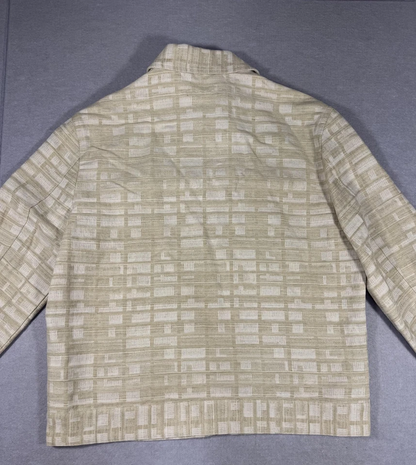 Todd Snyder Jacket Mens Large Beige Italian Fabric Linen Silk Zip Shirt - Image 4 of 4