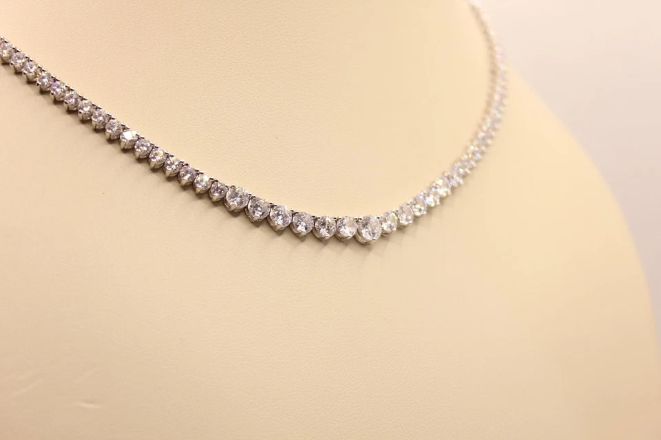 COLLANA ARGENTO TENNIS ZIRCONI BIANCHI A SCALARE MM 3 MM 4 MM 5 RODIATA EXPLOIT - Immagine 2 di 4