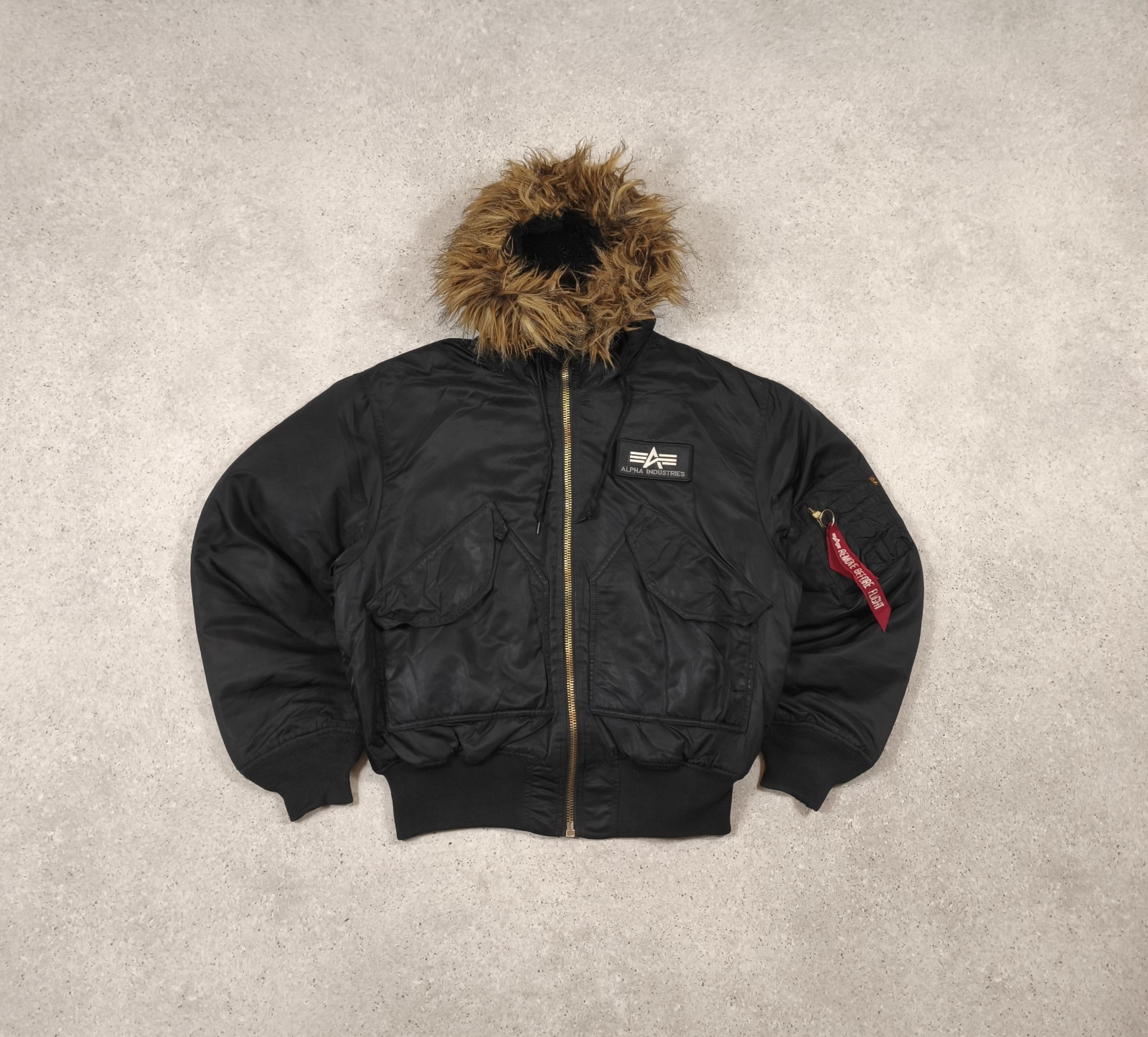 Alpha Industries Custom Bomber Jacket Hooded Flye… - image 1