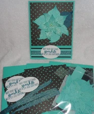 Stampin Up! Card Kit CHRISTMAS Gorgeous Poinsettia Unique Holiday Silver Sparkle