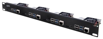 1U Rack Kit für Raspberry Pi 4, 19'' Rackmount, bis zu 4 Einheiten