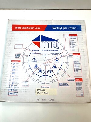 NEW DITEC D50018 14'' DIAMOND TILE CERAMIC PORCELAIN BLADE 14 X.125 X1 DP