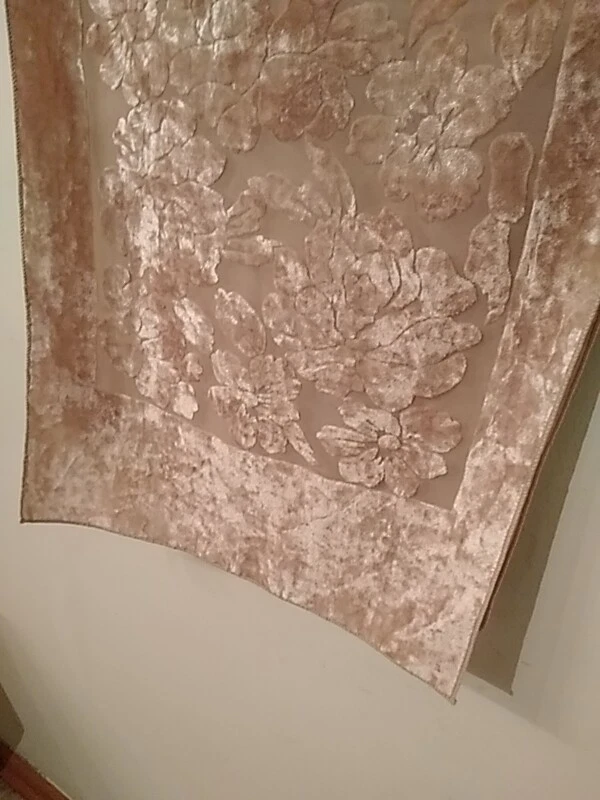 Mujer Bufanda Terciopelo Tostado Diseño Floral Poliéster Rayón Hecho en Corea De Colección 60"x13" Foto 4 de 4