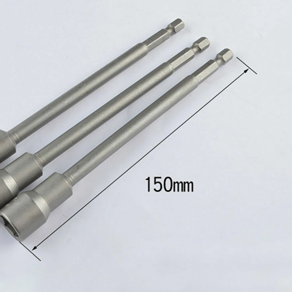 Magnetic Nut Driver Socket Or Set 150mm Long Impact Drill Bit Hex Shank 6mm-19mm - Image 4 of 4