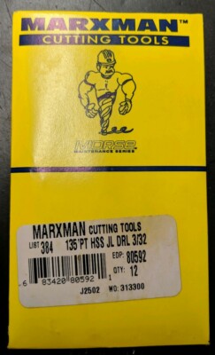 Marxman Morse 80592 3/32'' Jobber Drill Bit PACK OF 12 MADE IN USA Black & Gold