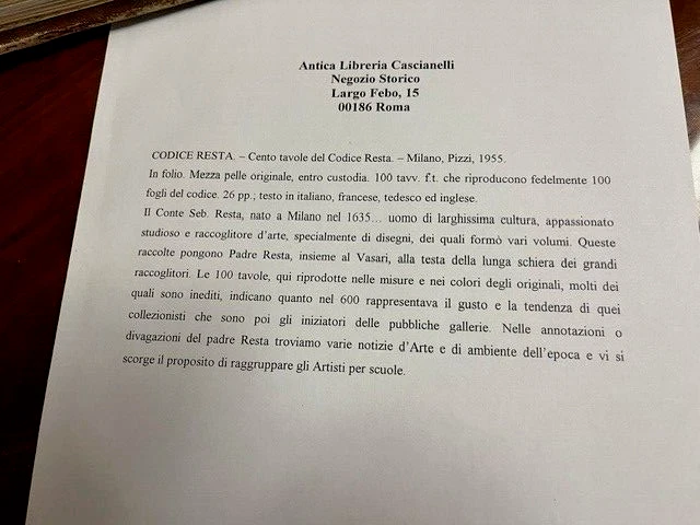 Cento Tavole del Codice Resta Edizione 1955 Pizzi Milano - Immagine 3 di 4