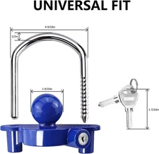 Trailer Lock Universal Coupler Ball Lock Fits 1-7/8", 2" & 2-5/16" Camper/Boats