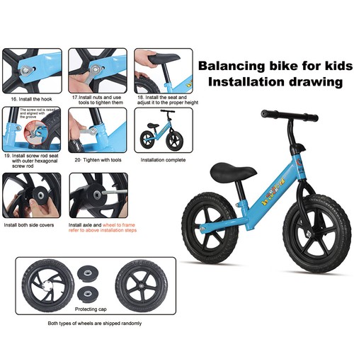 12in Kids Boys Girls Balance Bike Lightweight Adjustable Blue Sport 2-6 Years - Picture 8 of 10