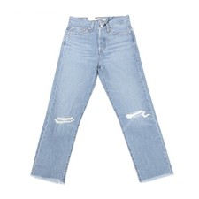 Levi's Premium Women's Wedgie Straight Button Fly Jeans Size 25 25X25 Distress