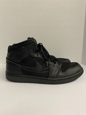 Nike Air Jordan 1 Mid “Triple Black” Basketball Shoes 554724-011