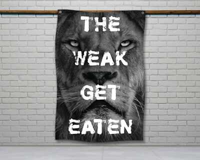 Lion Gym Flag - Motivational Home Gym Wall Art  Decor