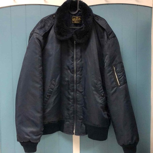 Vtg navy Timber King Full Zip Bomber Jacket WPL 10881 Sz XL Faux Fur Collar Mens eBay