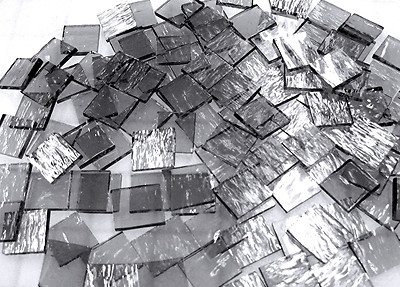 110 Mosaic Tiles 1/2'' KITTY CAT GRAY CATHEDRAL Stained Glass