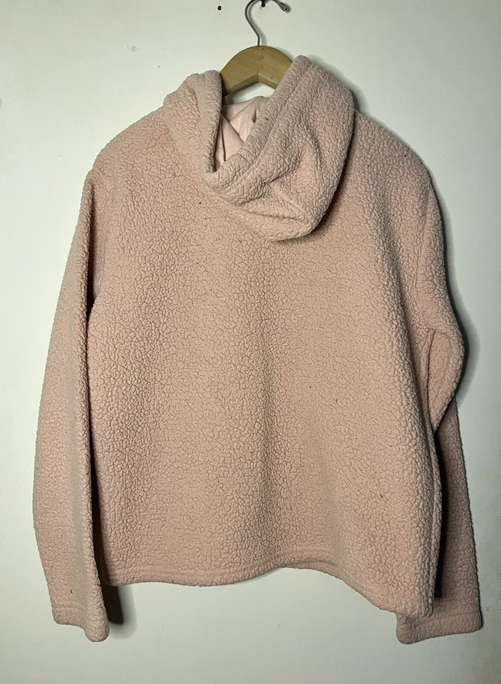 Fila Sherpa Jacket Sz Medium Pink Long Sleeve Hooded Foto 3 de 3