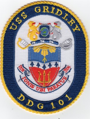 USS Gridley DDG 101 - USN - Ship - Destroyer - BC Patch - Cat No. C7257