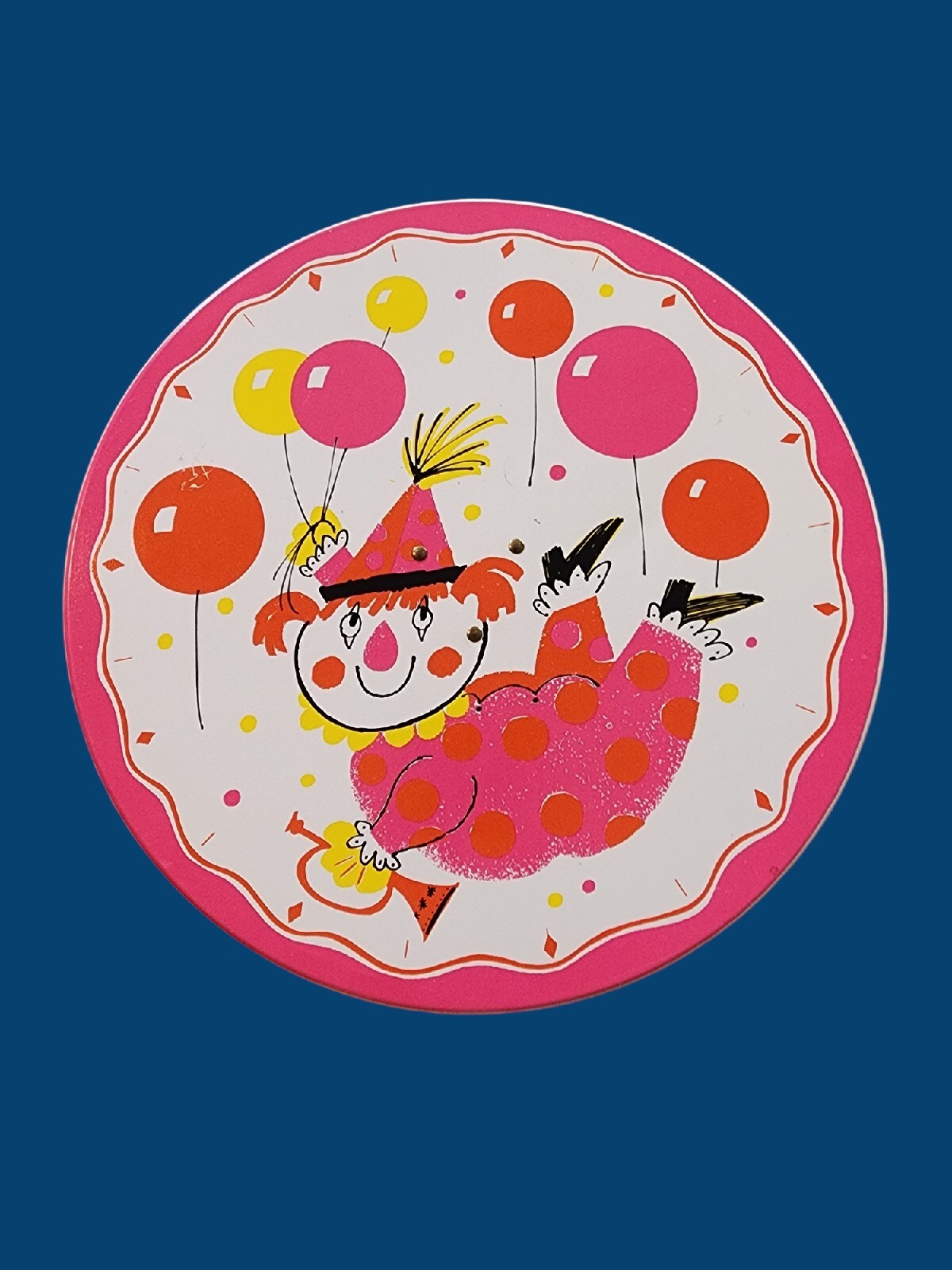 Vtg Fabcraft Rotating Musical Birthday Cake Plate Clown Happy Birthday
