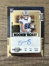 2021 Optic Contenders Rookie Ticket Simi Fehoko #141 Rookie Auto RC Cowboys